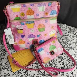 Dooney & Bourke Pink Cupcake Print Crossbody Bag